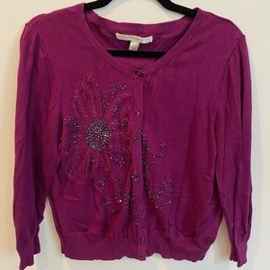 Purple Cropped Cardigan